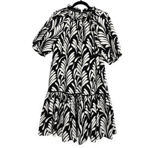 Caslon, Size Medium, Black & White Boho Dress, 2-Piece Set, Ruffle Hem, EUC